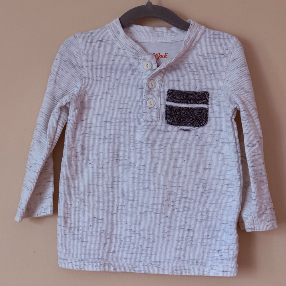 Cat & Jack White Long-Sleeve Henley with Contrast Pocket
